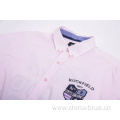 men's soft cotton pink long sleeve embroidery shirt